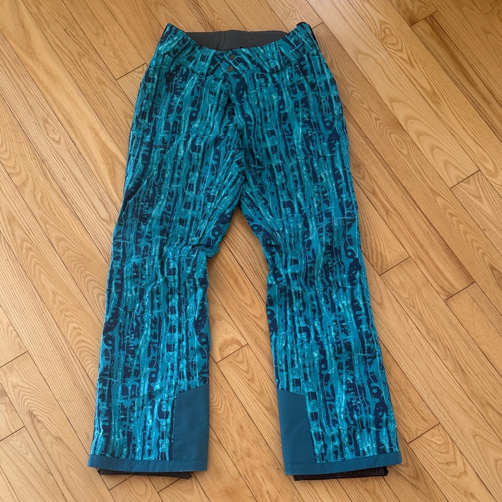 Patagonia Teal Pattern Women’s Insulated Snowbelle Snowpants